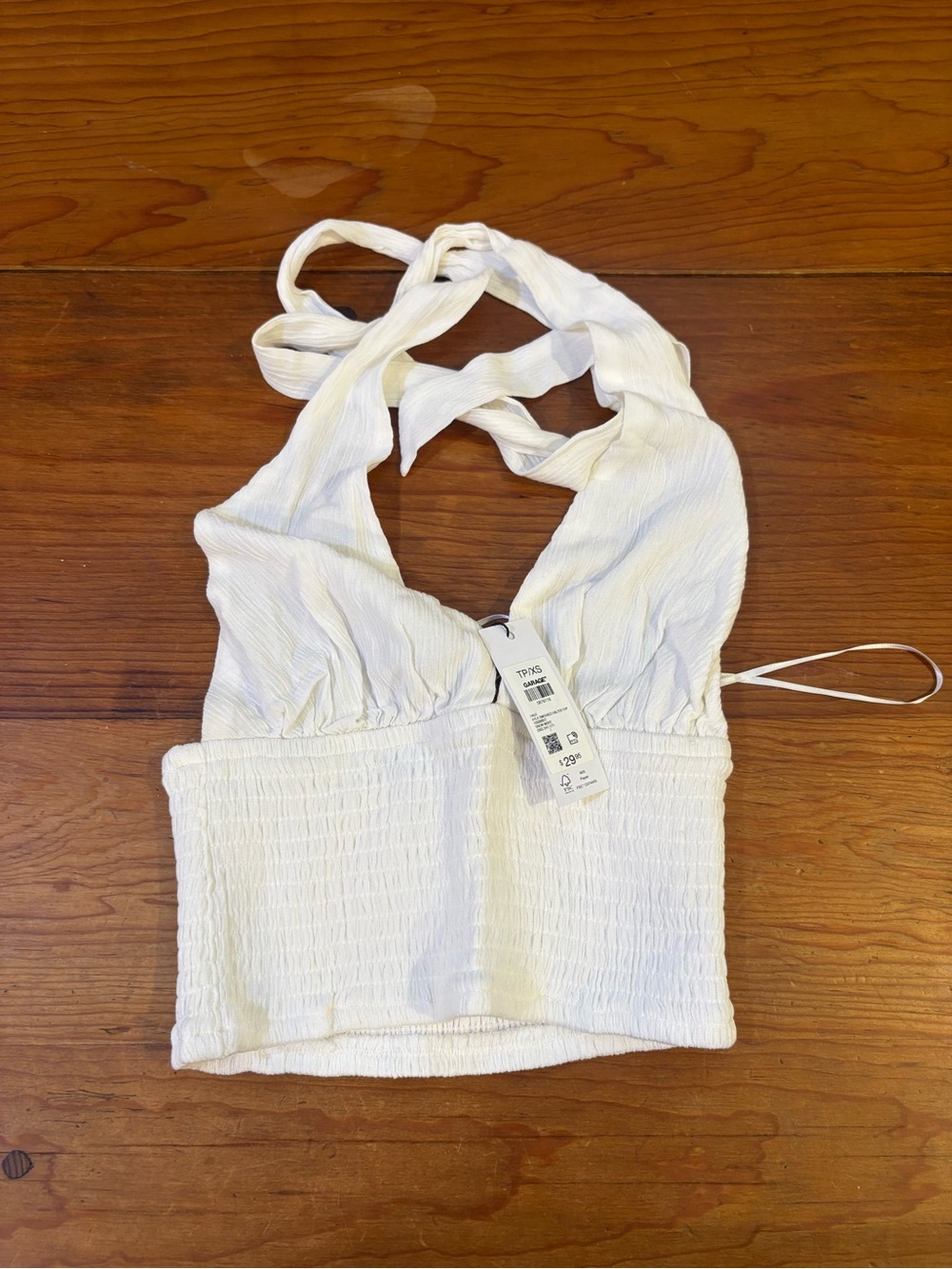 Nwt Garage Ayla Smocked Halter Top Size XS White New Women